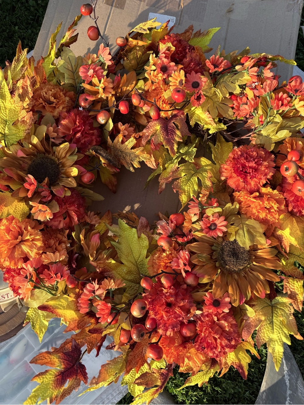Autumn Harvest Orange Fall Wreath Balsam Hill Wreath Sunburst Mums Wreath